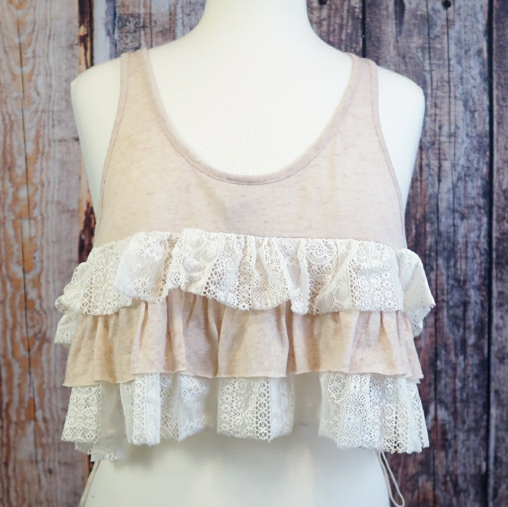 Free People high low ruffle crop top A47